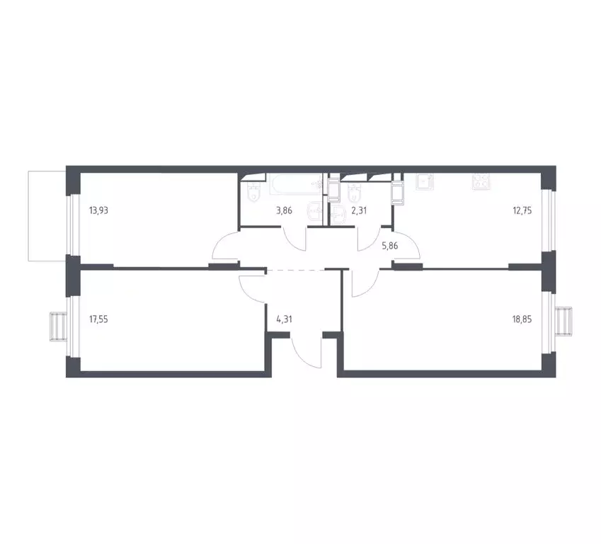 3-комнатная квартира: село Ям, улица Мезенцева, 16 (78.7 м) - Фото 1