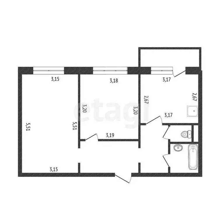2-комнатная квартира: Белгород, улица Щорса, 49 (53 м) - Фото 1