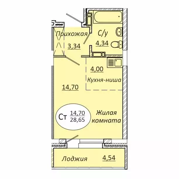 1-комнатная квартира: новосибирск, коммунстроевская улица, 146 (28.65 . - Фото 0