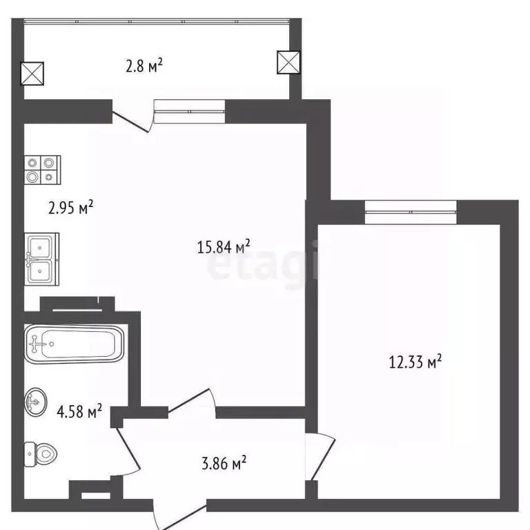 2-к кв. Кемеровская область, Анжеро-Судженск ул. Сосновая, 10 (36.6 м) - Фото 1