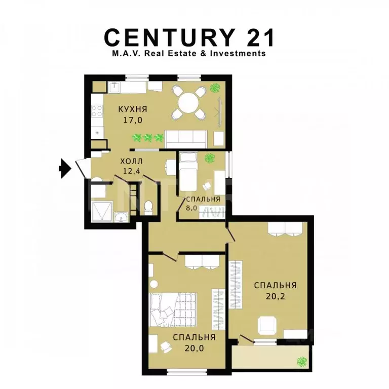 3-к кв. Санкт-Петербург Мебельная ул., 35к2 (87.0 м) - Фото 2