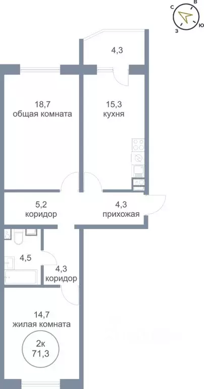 2-к кв. Ханты-Мансийский АО, Нефтеюганск 4-й мкр, 4к1 (71.3 м) - Фото 0