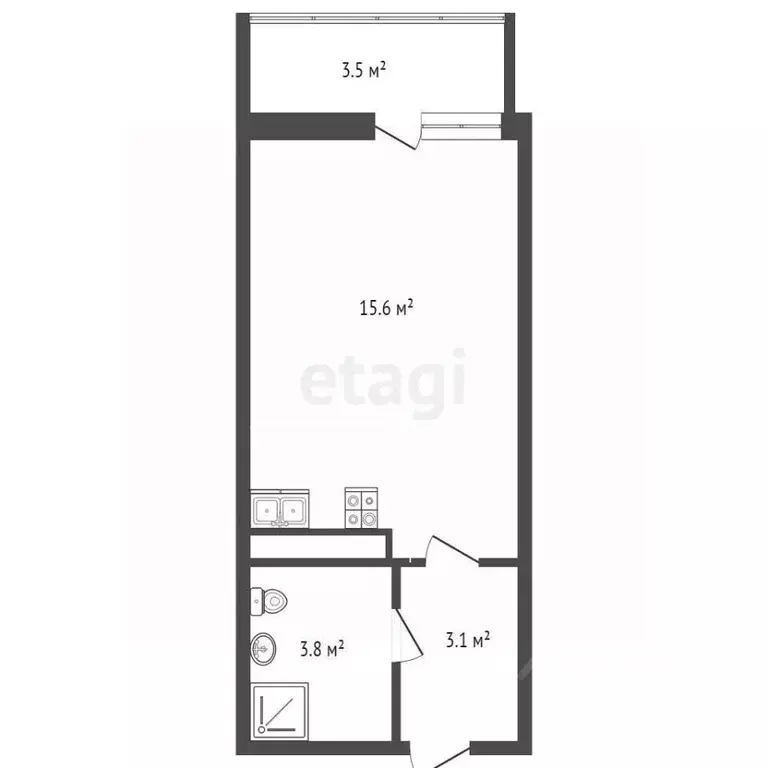 Студия Краснодарский край, Анапа Парковая ул., 61к4 (25.0 м) - Фото 2