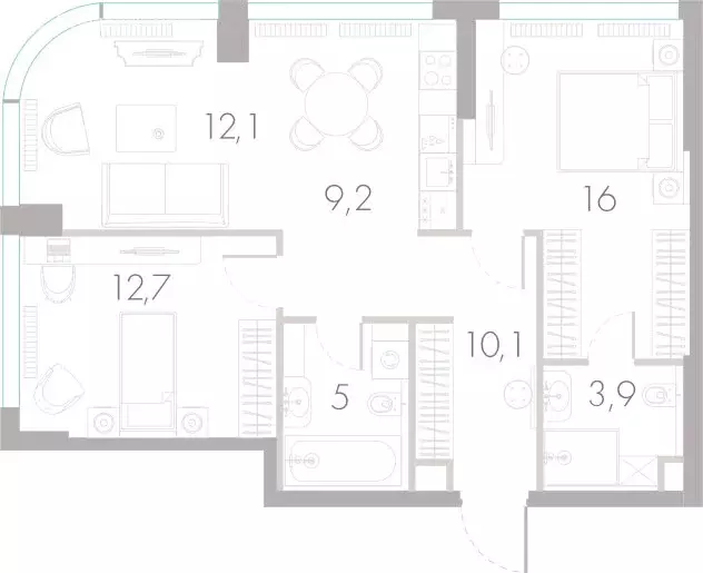 2-комнатная квартира: Москва, Кутузовский проезд, 16А/1 (69 м) - Фото 0
