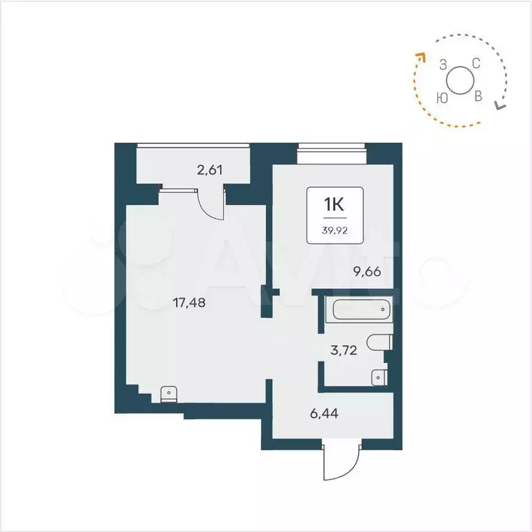1-к. квартира, 39,9 м, 16/18 эт. - Фото 1