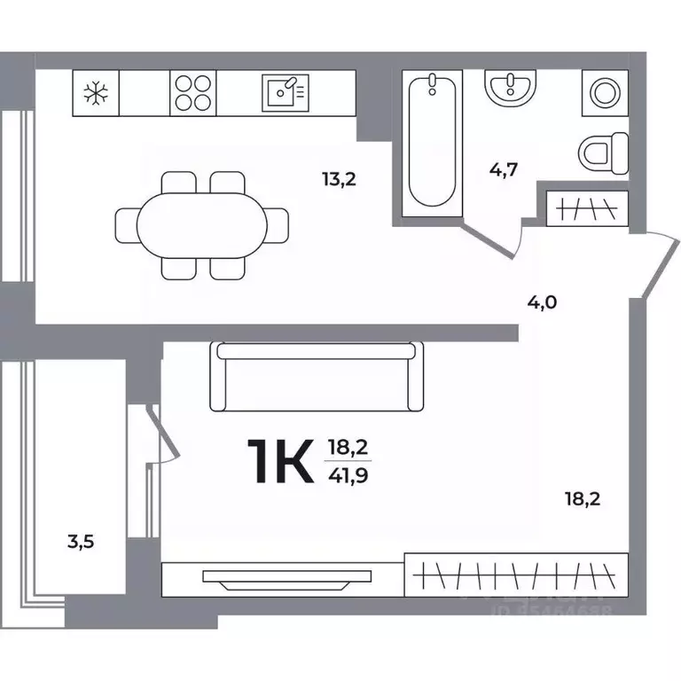 1-к кв. Новосибирская область, Новосибирск Беловежский мкр,  (41.4 м) - Фото 0