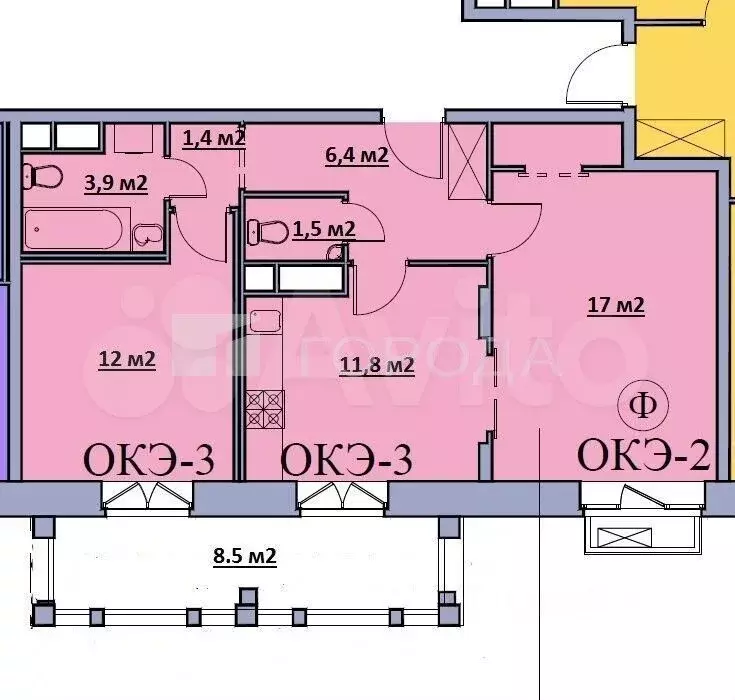 2-к. квартира, 65 м, 8/8 эт. - Фото 0