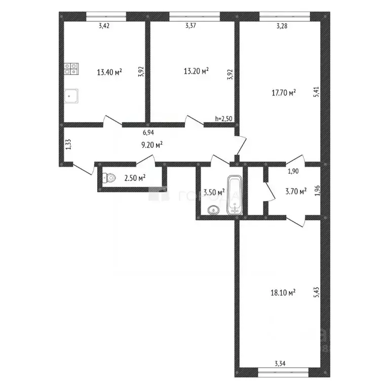 3-к кв. Кемеровская область, Прокопьевск Ближний пер., 10 (82.6 м) - Фото 2
