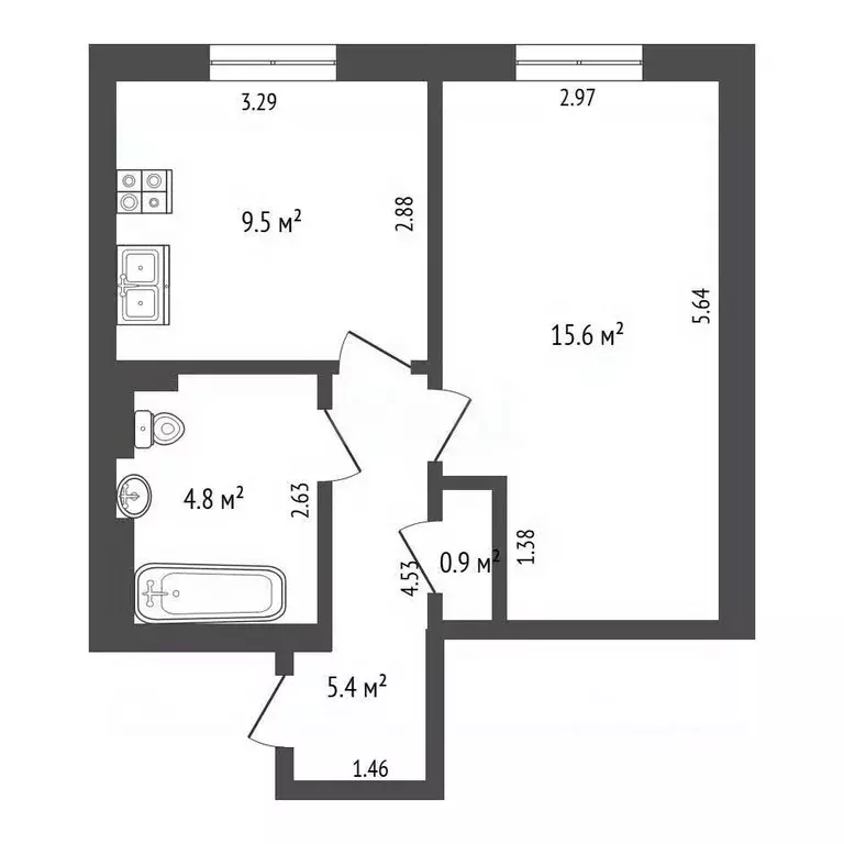 1-к кв. Ямало-Ненецкий АО, Новый Уренгой ул. Нефтяников, 11 (36.2 м) - Фото 2