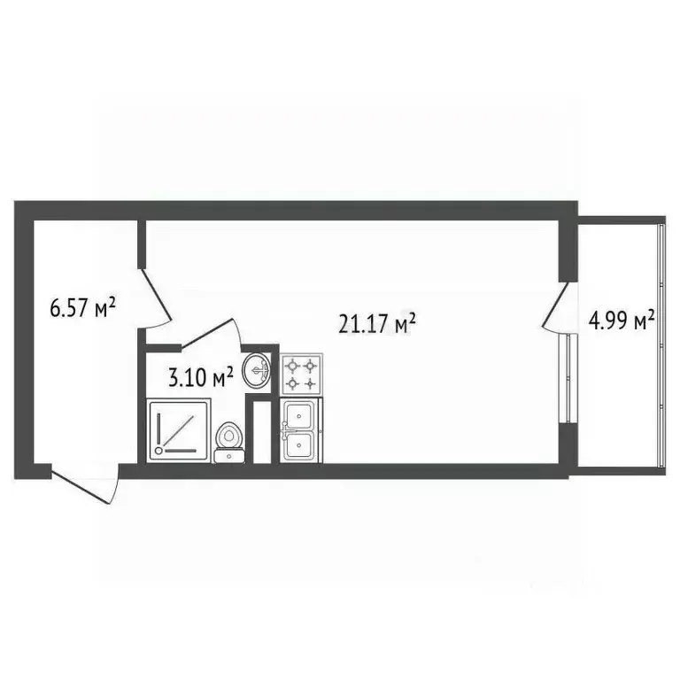 Студия Санкт-Петербург пос. Шушары, Ленсоветовский тер., 23 (32.3 м) - Фото 2