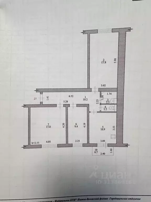 3-к кв. Волгоградская область, Городище рп ул. Имени 62-й Армии, 13 ... - Фото 0