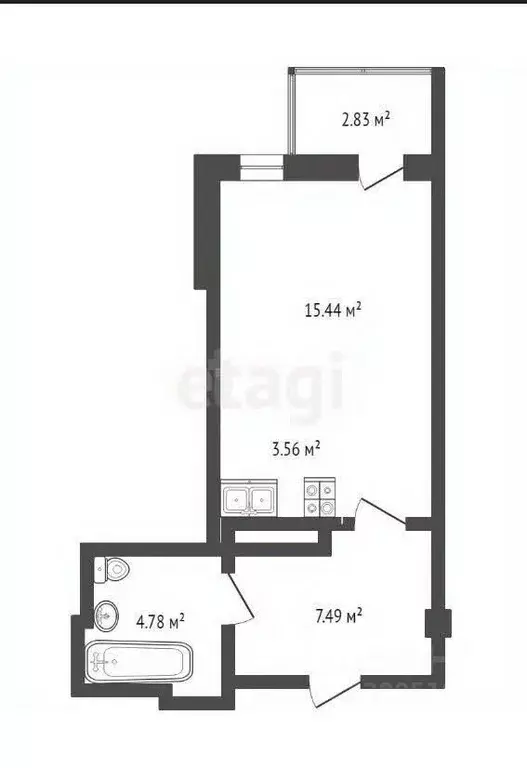 Студия Ростовская область, Ростов-на-Дону Киргизская ул., 38Г (33.0 м) - Фото 1