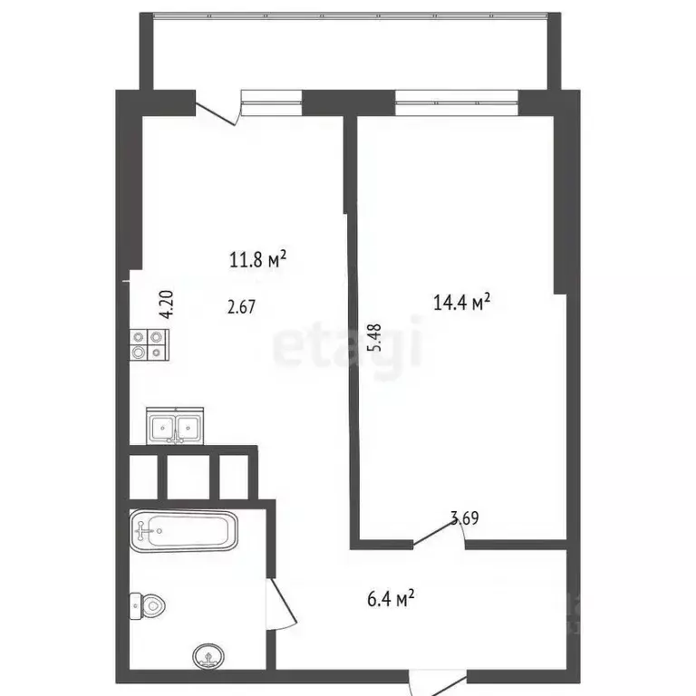 1-к кв. Белгородская область, Белгород ул. Есенина, 9к1 (38.0 м) - Фото 1