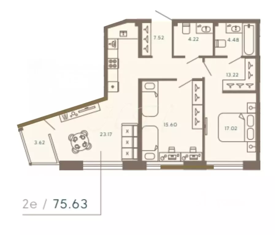 2-к кв. Санкт-Петербург Ремесленная ул., 17литЗ (75.63 м) - Фото 1