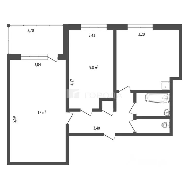 2-к кв. Кемеровская область, Новокузнецк Горьковская ул., 7 (42.8 м) - Фото 2