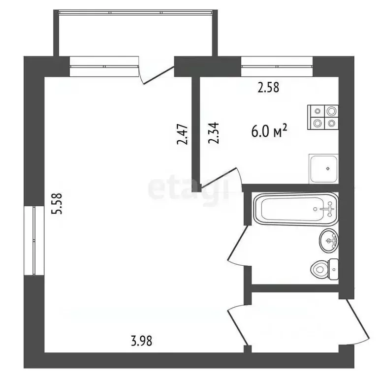 2-к кв. Белгородская область, Белгород Студенческая ул., 11 (45.0 м) - Фото 2