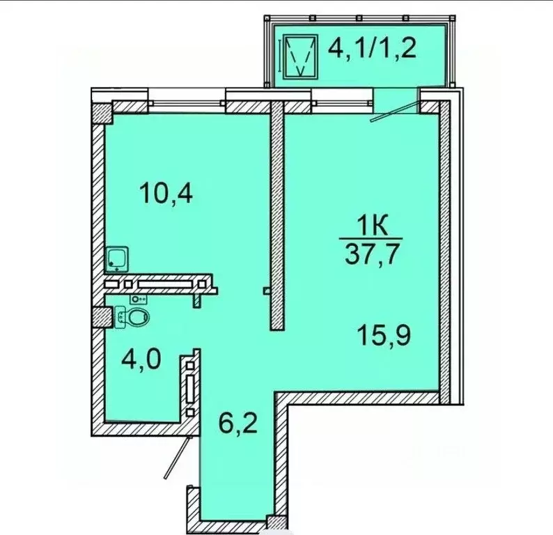1-к кв. Красноярский край, Красноярск ул. Калинина, 175 (37.2 м) - Фото 1