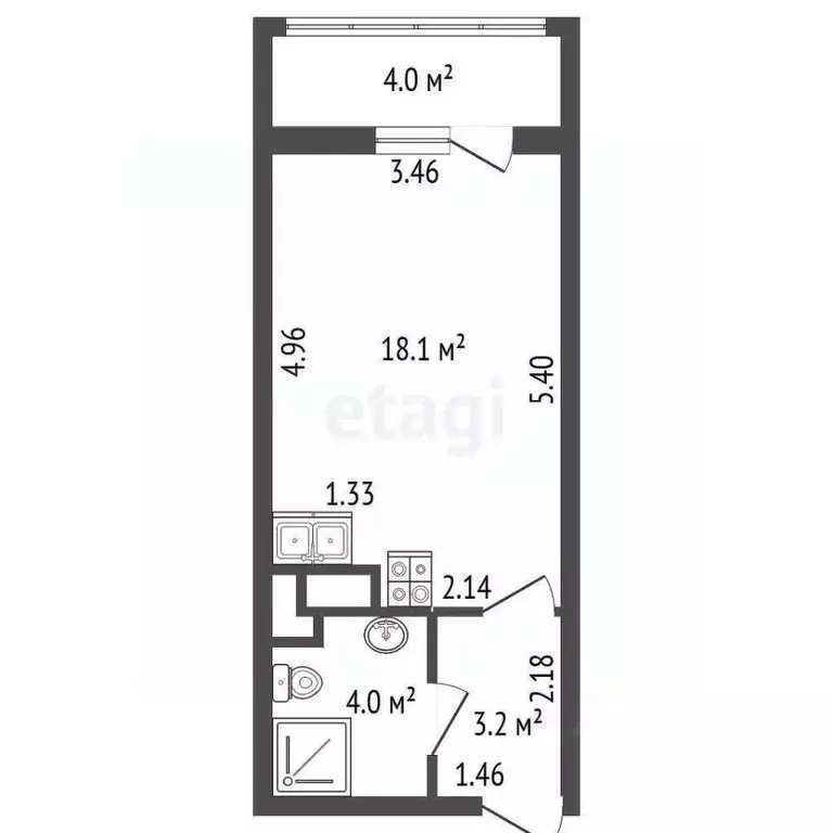 Студия Санкт-Петербург просп. Авиаконструкторов, 69 (25.3 м) - Фото 2