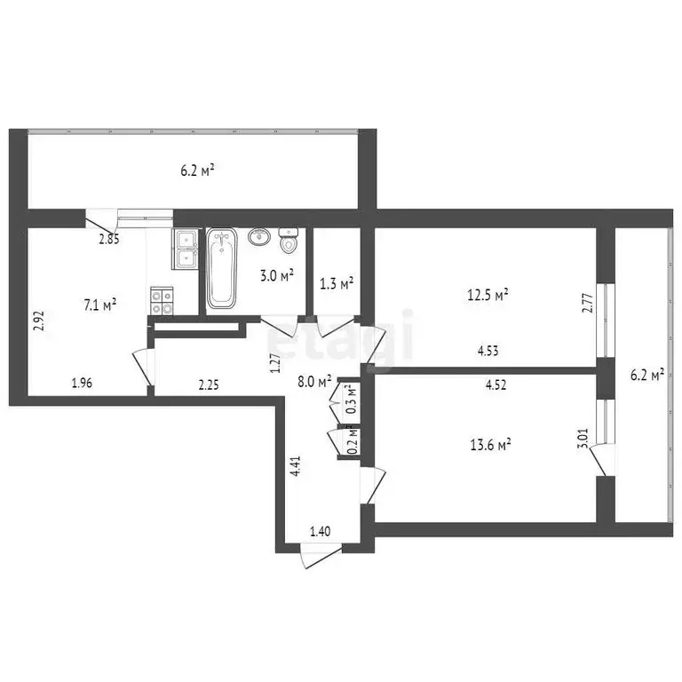2-комнатная квартира: Саки, Набережная улица, 5 (46 м) - Фото 0