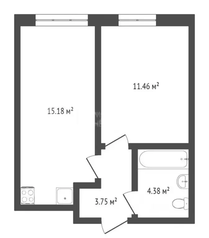 1-к кв. Тюменская область, Тюмень ул. Николая Ростовцева, 24 (34.2 м) - Фото 2