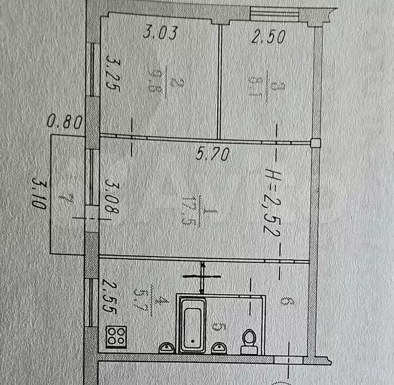 3-к. квартира, 48,9 м, 2/5 эт. - Фото 0