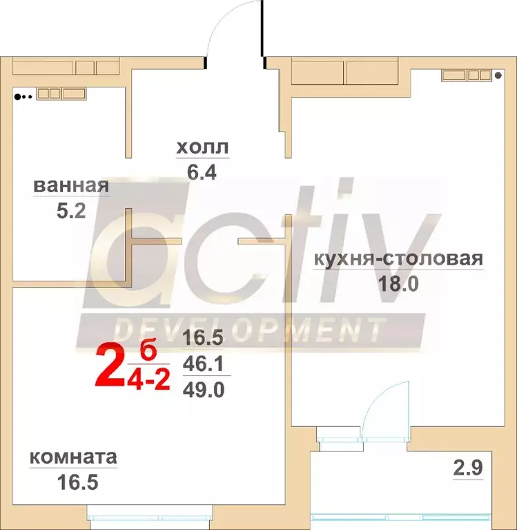 1-к кв. Свердловская область, Березовский Восточная ул. (46.1 м) - Фото 0