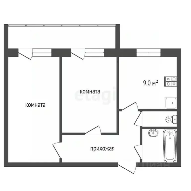 2-к кв. Владимирская область, Муром ул. Дзержинского, 36 (47.4 м) - Фото 1