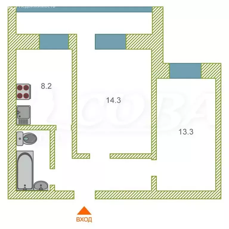 2-комнатная квартира: Тюмень, улица Ватутина, 79/1 (59 м) - Фото 0