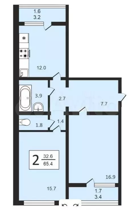 2-к. квартира, 65,4 м, 17/17 эт. - Фото 1