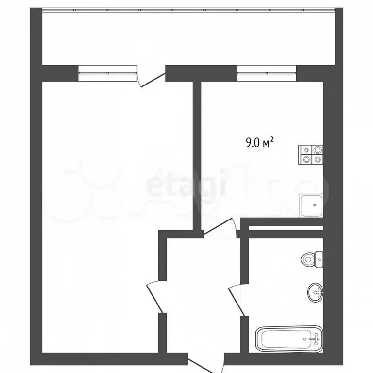 1-к. квартира, 44,1 м, 8/9 эт. - Фото 0