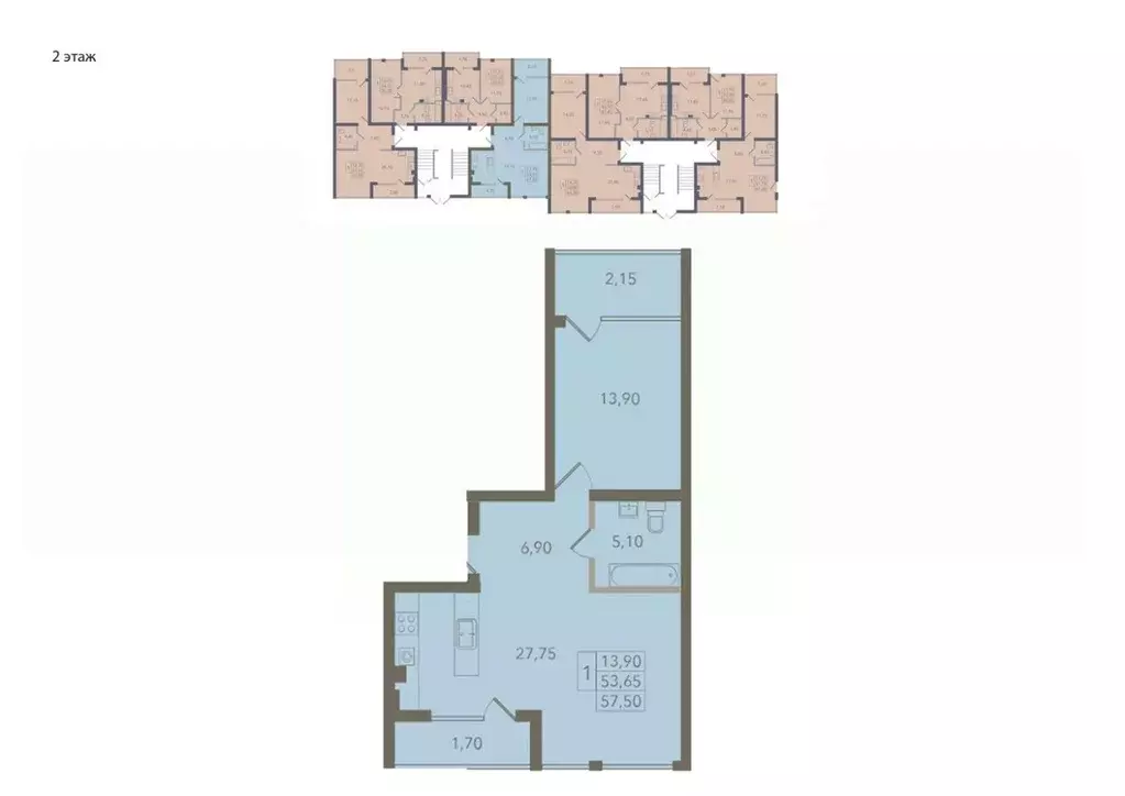 2-к кв. Калининградская область, Светлогорский городской округ, пос. ... - Фото 1