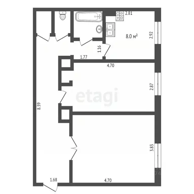 2-к кв. Новгородская область, Боровичи Ленинградская ул., 48 (59.2 м) - Фото 1