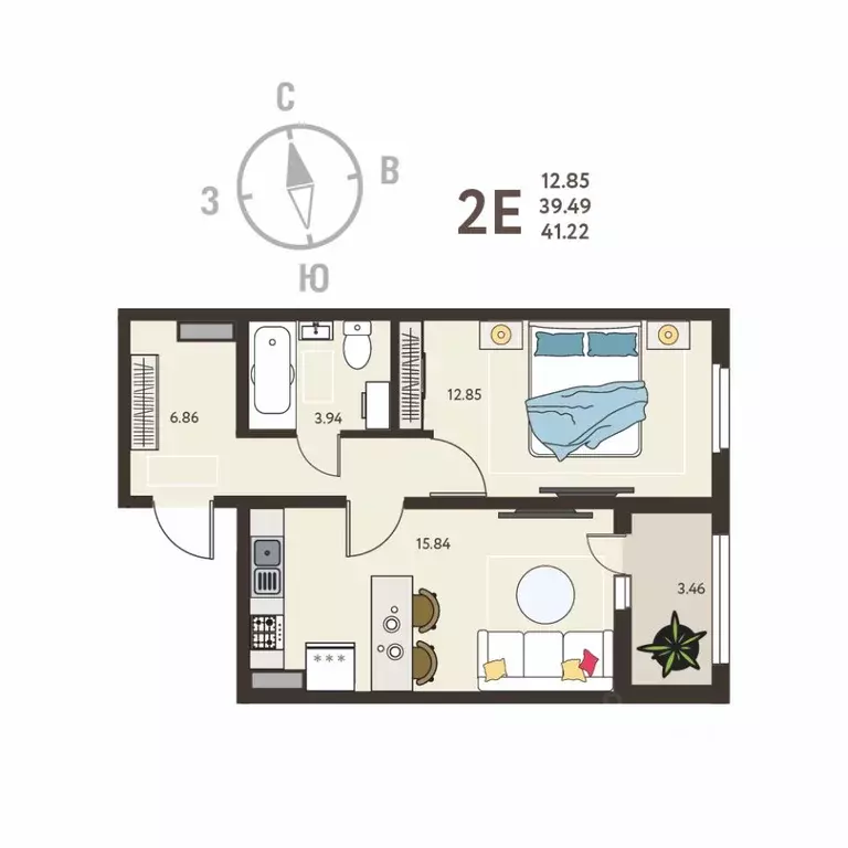 1-к кв. Воронежская область, с. Новая Усмань, Ольха мкр  (41.22 м) - Фото 1