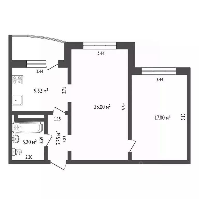 2-к кв. Тюменская область, Тюмень ул. Николая Никитина, 4к1 (58.0 м) - Фото 1