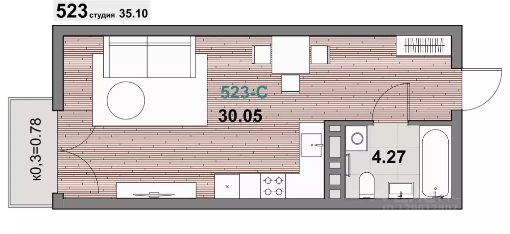 1-к кв. Калининградская область, Зеленоградск ул. Гагарина (35.1 м) - Фото 1