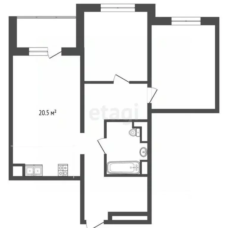 2-к кв. Тюменская область, Тюменский муниципальный округ, с. Ембаево ... - Фото 2