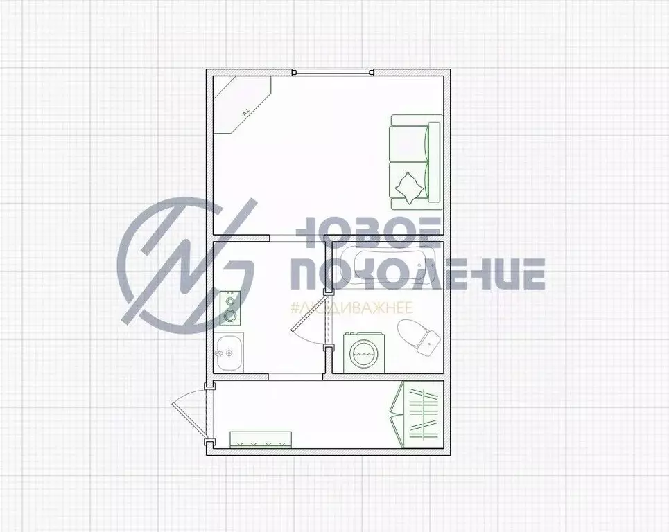 1-к кв. Омская область, Омск Братская ул., 5 (19.0 м) - Фото 1