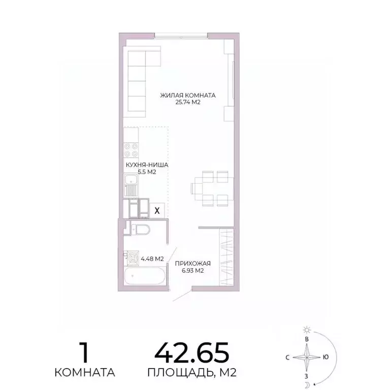 1-к кв. Пензенская область, Пенза Побочинская ул., с17 (42.65 м) - Фото 1