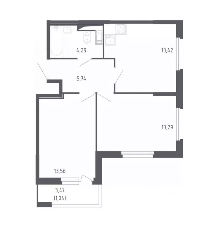 2-к кв. Санкт-Петербург 2-я Комсомольская ул., 37 (51.0 м) - Фото 1