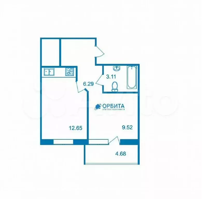 1-к. квартира, 33,4 м, 5/19 эт. - Фото 0