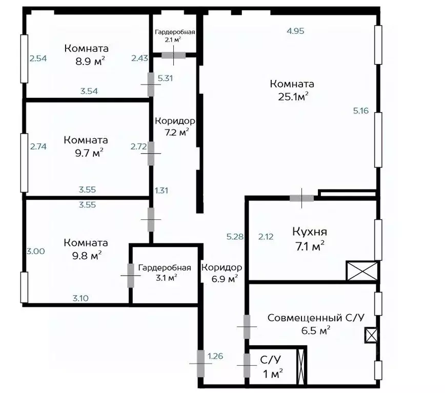 3-к кв. Москва ул. Доватора, 13 (87.4 м) - Фото 1