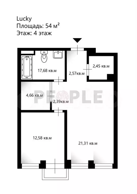 2-к. квартира, 54 м, 4/21 эт. - Фото 1