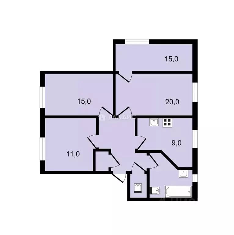 4-к кв. Воронежская область, Воронеж Плехановская ул., 62 (82.4 м) - Фото 2