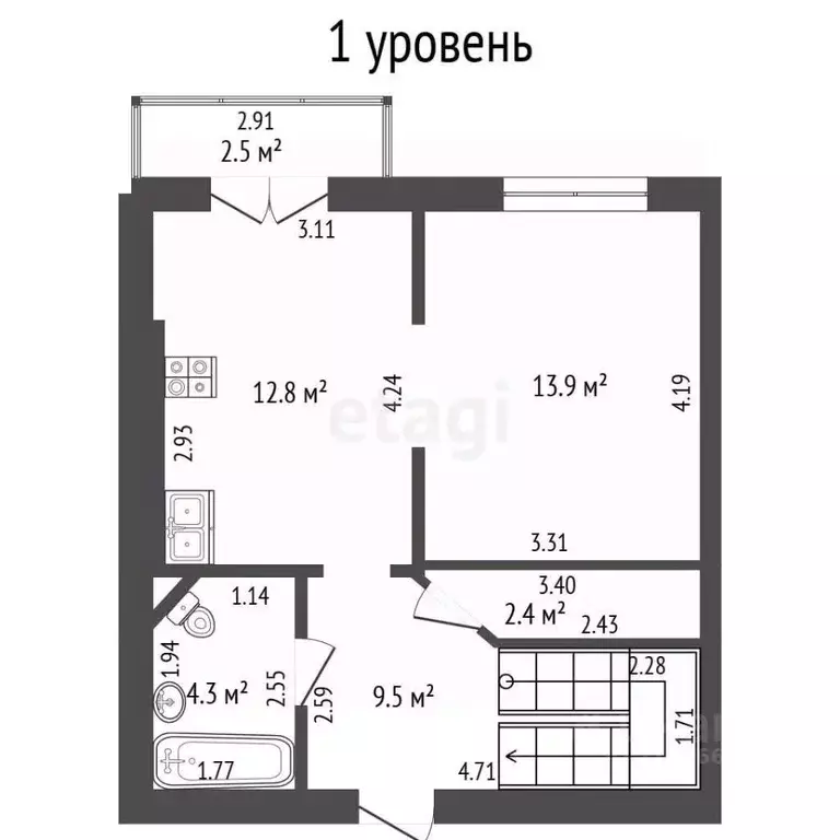 3-к кв. Калининградская область, Гурьевск бул. Пражский, 7 (84.0 м) - Фото 2