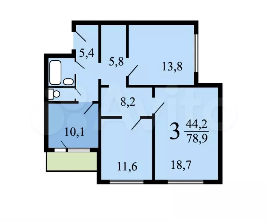 3-к. квартира, 78,9 м, 12/22 эт. - Фото 0