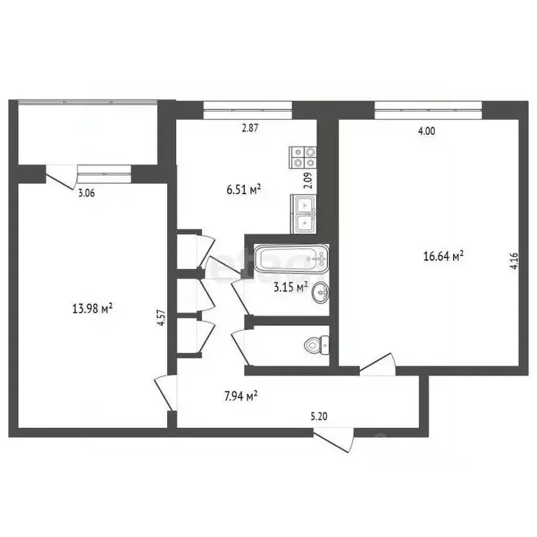 2-к кв. Мордовия, Саранск Гожувская ул., 41 (49.5 м) - Фото 1