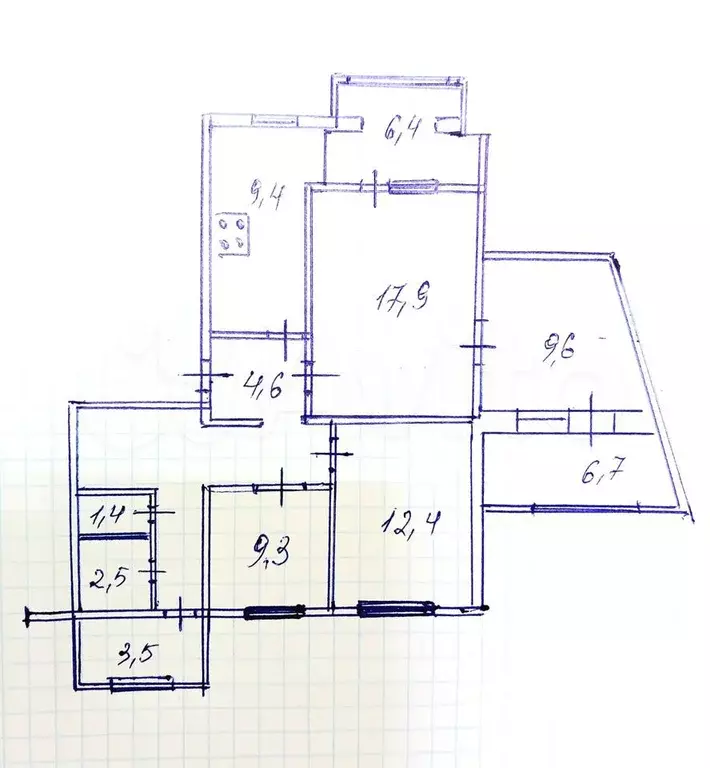 4-к. квартира, 92 м, 3/9 эт. - Фото 0