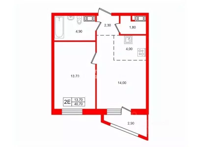 1-к кв. Санкт-Петербург ул. Дыбенко, 8к3 (40.7 м) - Фото 2