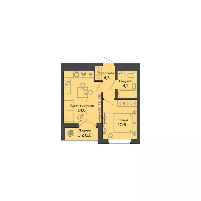 1-комнатная квартира: екатеринбург, улица 8 марта, 204г (35.11 м) - Фото 0