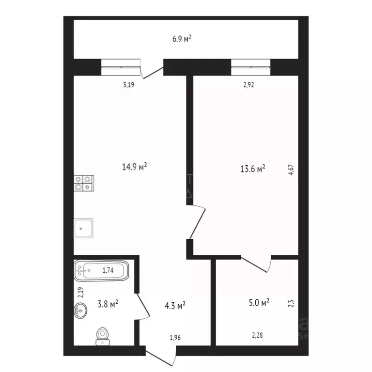 1-к кв. Тюменская область, Тюмень Интернациональная ул., 199к1 (41.6 ... - Фото 2